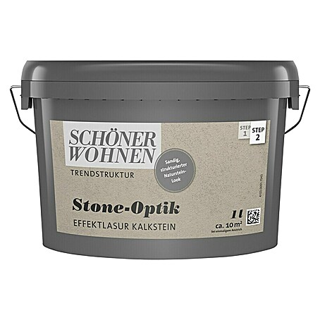 SCHÖNER WOHNEN-Farbe Trendstruktur Farbeffektputz Stone-Optik Effektlasur (Kalkstein, Matt, 1 l)