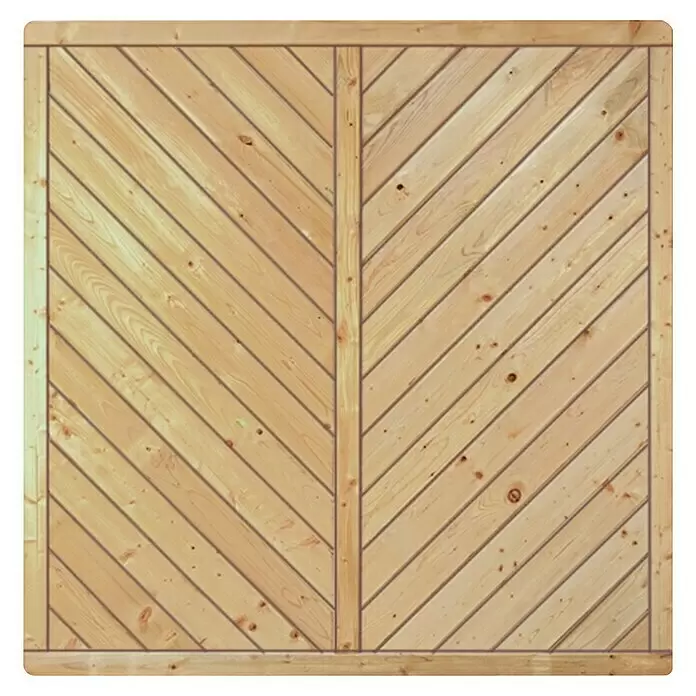 T & J Sichtschutzelement Classic Diagonal - B x H: 180 x 180 cm, Holz, Gerade - Helle Holzplatte mit Chevronmuster aus diagonalen Latten.
