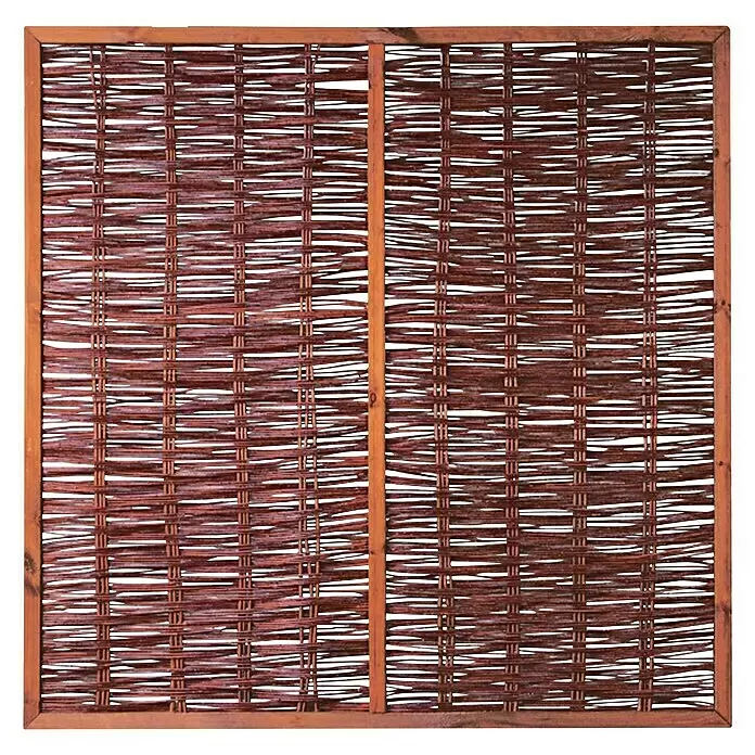 T & J Sichtschutzelement Fogo - 180 x 180 cm, Weide, Braun - Dunkelbrauner Sichtschutz aus Weidengeflecht mit Naturholzrahmen.