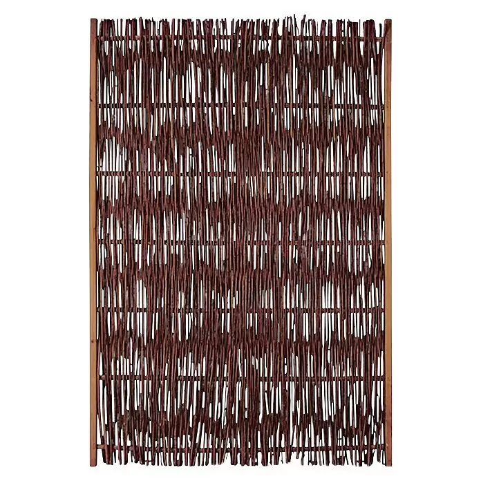 T & J Sichtschutzelement Fuego - 120 x 180 cm, Weide, Braun - Dunkelbrauner Sichtschutzzaun aus geflochtenen Weidenzweigen mit Holzrahmen, ideal für Sichtschutz.