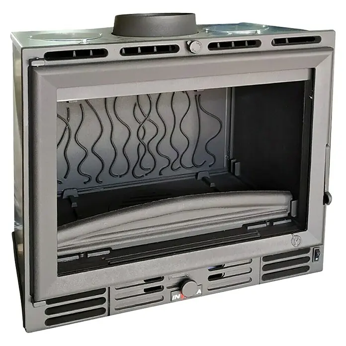 Insert Leña 600 Turbo - L x An x Al: 40,5 x 58 x 55 cm, 8 kW, 200 m³, Antracita - Imagen de una chimenea INVICTA. Destaca por su diseño moderno y su capacidad de calefacción eficiente.