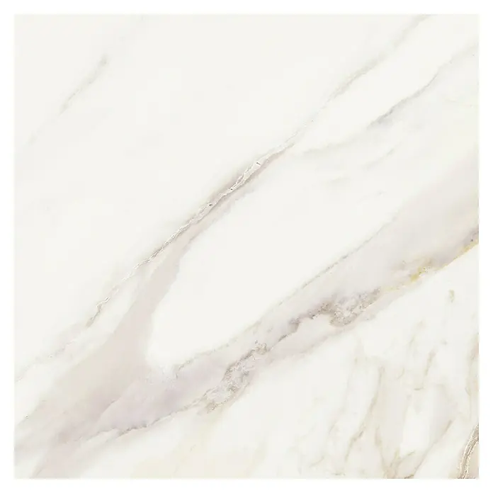 Pavimento cerámico Calacatta Gold - 45 x 45 cm, Blanco, Brillante - Elegante baldosa de mármol con finas vetas grises, ideal para interiores con estilo. La superficie le da a cada habitación un toque noble y es versátil.