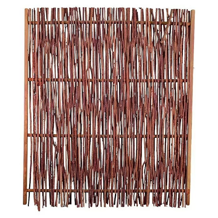 T & J Sichtschutzelement Pepe - B x H: 120 x 140 cm, Braun - Rustikaler Zaun aus vertikal angeordneten, dunkelbraunen, verflochtenen Ästen, als natürlicher Sichtschutz.