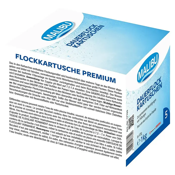 Malibu Dauerflocker Kartuschen - Geeignet für: Permanentflockung - Malibu Dauerflock Kartuschen Premium für klares Poolwasser, beseitigt Trübungen und sorgt für kristallklares Wasser.