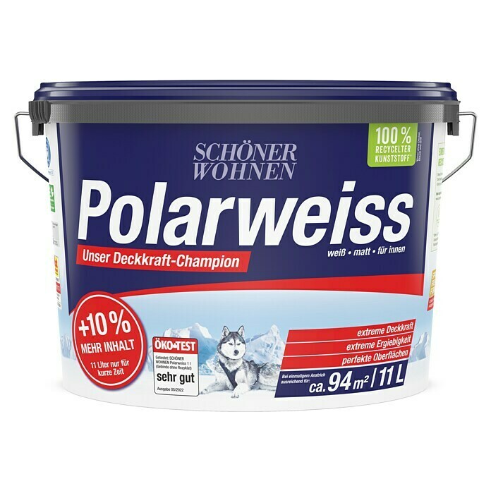 Schöner Wohnen Wandfarbe Polarweiß +10 % mehr Inhalt (Weiß, 11 l, Matt)