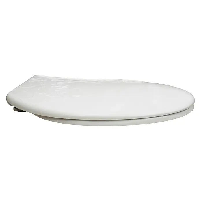 Bemis WC-Sitz Fiore - Duroplast, Weiß, Mit Absenkautomatik - Nahaufnahme eines weißen Toilettensitzes, der durch sein schlichtes und funktionales Design besticht. Er bietet Komfort und Hygiene im Badezimmer.