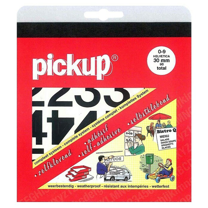 Pickup Aufkleber (96 x Zifferaufkleber, Schwarz, Höhe: 30 mm)