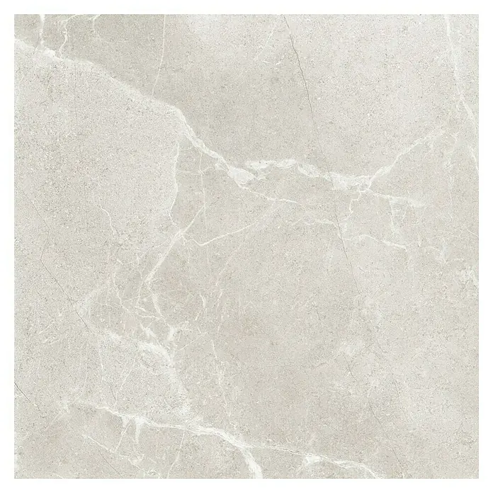 Pavimento porcelánico Soul - 60,8 x 60,8 cm, Light, Mate - La imagen muestra una baldosa cerámica gris con efecto mármol, ideal para suelos y paredes modernos.