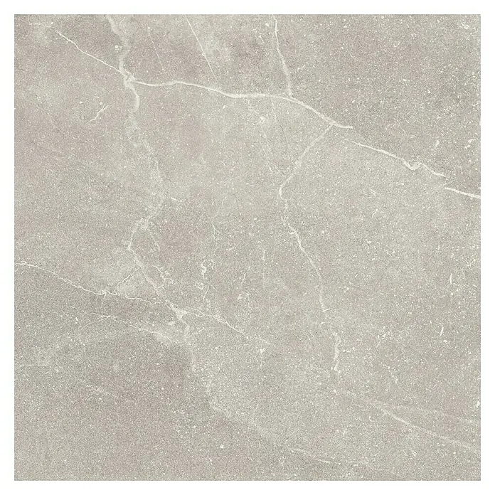 Pavimento porcelánico Soul - 60,8 x 60,8 cm, Base, Mate - La imagen muestra un primer plano de una baldosa gris con diseño de mármol, ideal para diseños de suelos y paredes modernos.
