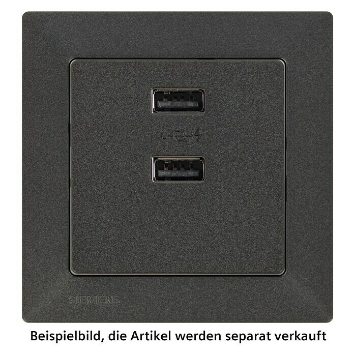 Siemens DELTA Mega Steckdosen-USB-Einsatz SIE039499 (Carbon Metallic, Kunststoff, Unterputz) | BAUHAUS