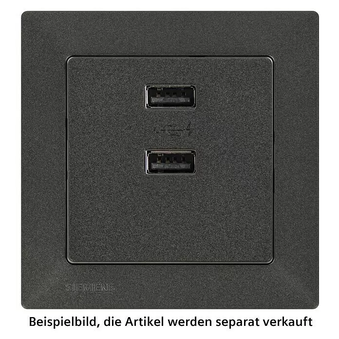 Siemens DELTA Mega Steckdosen-USB-Einsatz SIE039499 - Carbon Metallic, Glänzend, Unterputzmontage - Informationsansicht