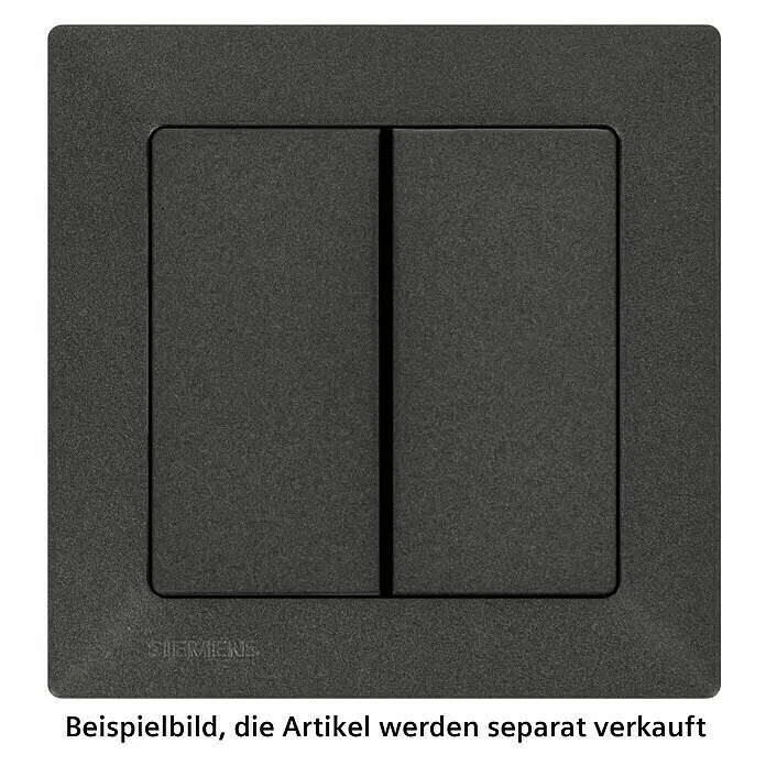 Siemens DELTA Mega Serienschalter SIE039413 - Carbon Metallic, Glänzend, Unterputzmontage, 10 A - Anthrazitfarbener Doppellichtschalter mit strukturierter Oberfläche.