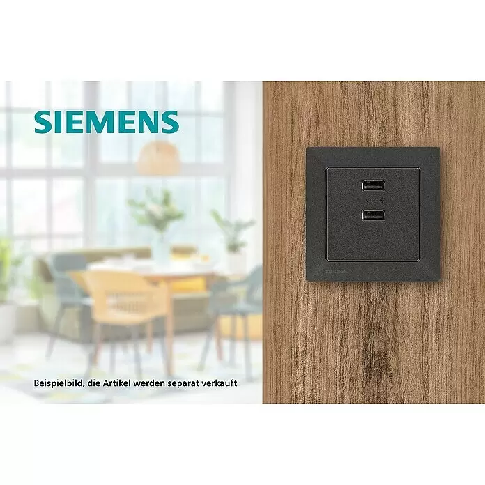 Siemens DELTA Mega Steckdosen-USB-Einsatz SIE039499 - Carbon Metallic, Glänzend, Unterputzmontage - Stimmungsaufnahme