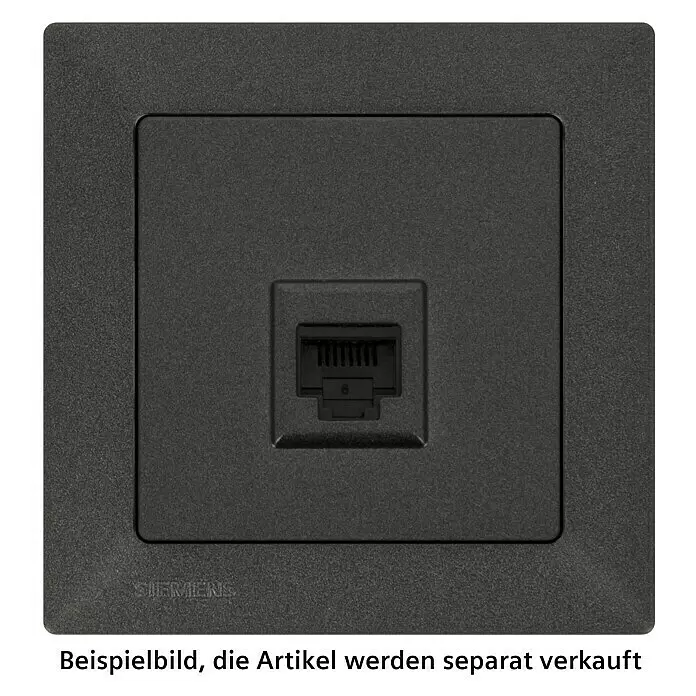 Siemens DELTA Mega UAE-Dose SIE039512 - Carbon Metallic, Glänzend, Kunststoff, Unterputzmontage - Siemens dunkelgraue Netzwerkdose mit einem RJ45-Anschluss.