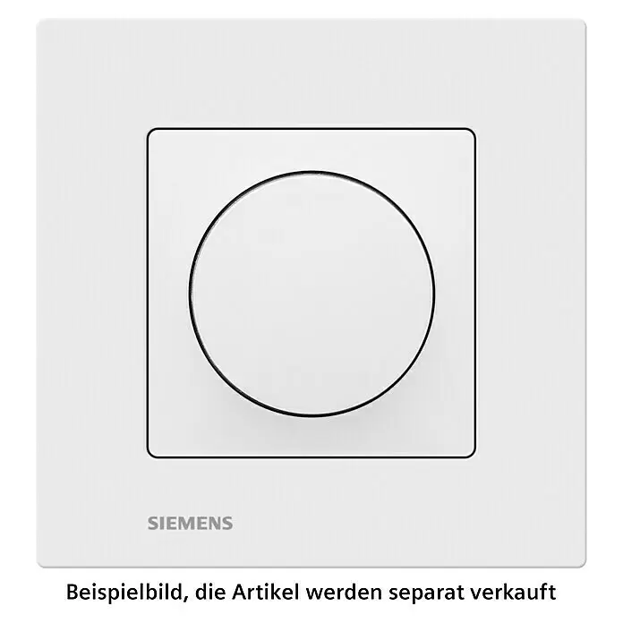 Siemens DELTA Viva LED-Dimmer SIE039727 - Polar Weiß, Kunststoff - Weißer Siemens Wandschalter mit quadratischem Rahmen und rundem Bedienelement.