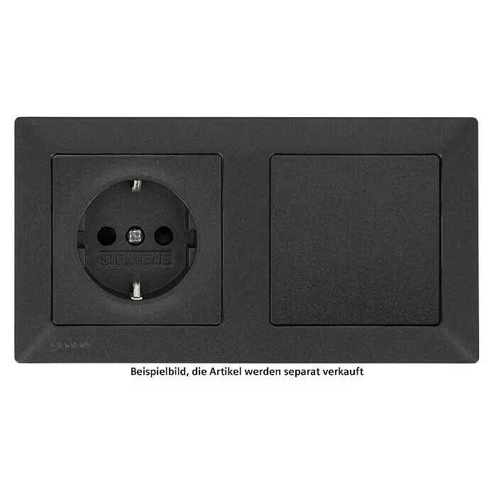 Siemens DELTA Mega Abdeckrahmen Classic - Carbon Metallic, 2-fach, Kunststoff - Anthrazitfarbener Doppelrahmen mit Schuko-Steckdose und Blindabdeckung.