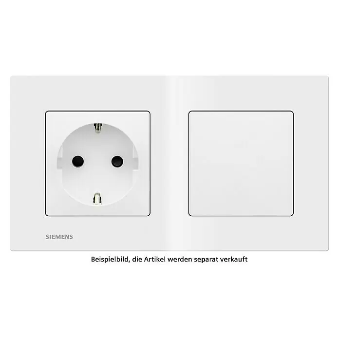 Siemens DELTA Viva Abdeckrahmen SIE039796 - Polar Weiß, 2-fach, Kunststoff - Weiße Siemens Doppelrahmen-Abdeckplatte mit Schuko-Steckdose und Blindabdeckung.