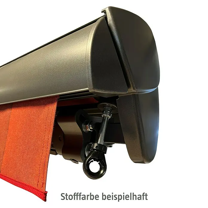 Solid Elements Teilhülsenmarkise 320B70 - Grün/Beige, Breite: 4,5 m, Ausfall: 2 m - Markise mit braunem Stoff. Die Markise ist robust und wetterfest, ideal für den Einsatz im Freien.