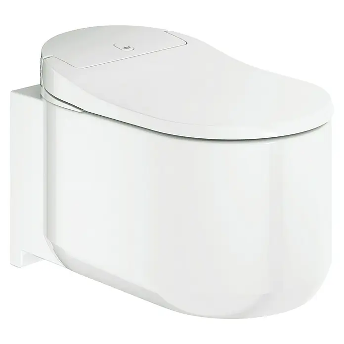 Grohe Sensia Arena Wand-Dusch-WC-Set - Spülrandlos, Mit antibakterieller Glasur, Spülform: Tief, WC Abgang: Waagerecht, Weiß - Ein modernes, wandhängendes WC in Weiß, das durch sein minimalistisches Design und seine elegante Formgebung besticht.