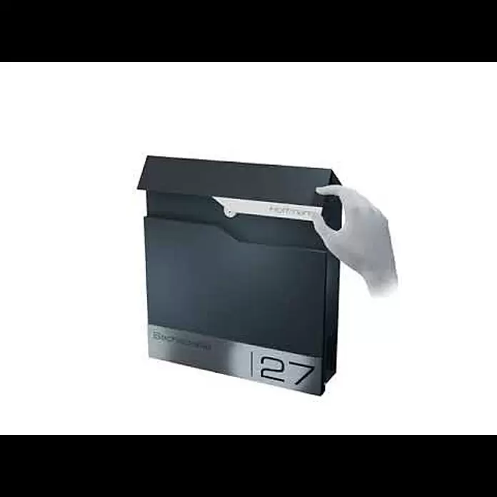 Metzler Wandbriefkasten Siebert - L x B x H: 10,5 x 37 x 37 cm, Verkehrsweiß, Stahl, Zeitungsfach - Metzler Briefkasten Siebert