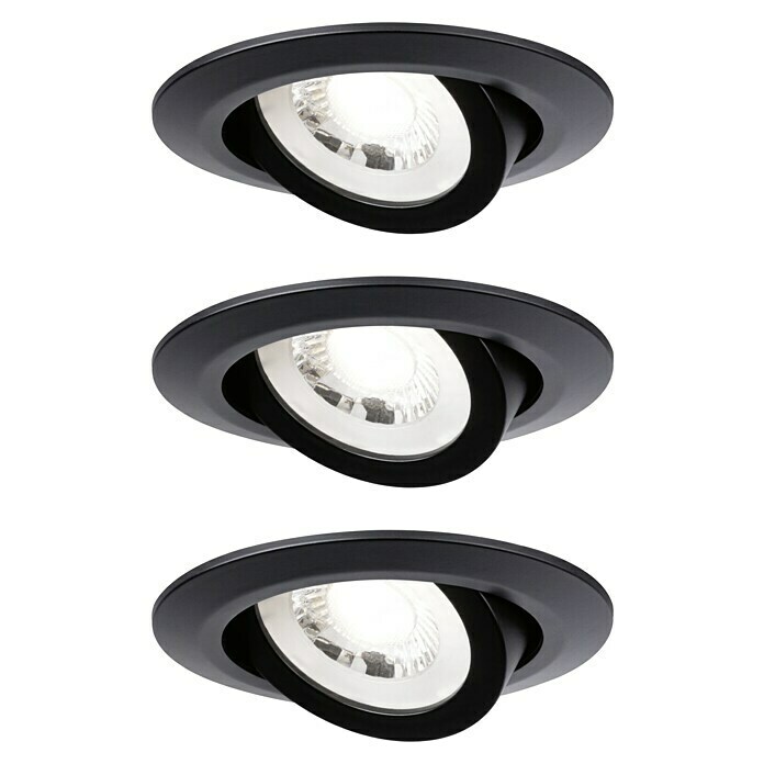 Paulmann LED-Einbauleuchten-Set rund (6 W, Schwarz matt, 3 Stk., Warmweiß)  | BAUHAUS