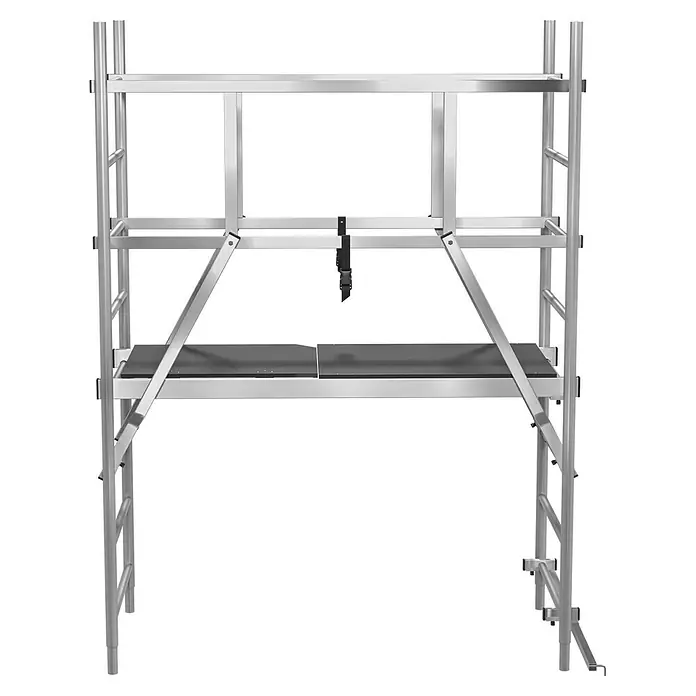 Krause ClimTec Aufstockelement 2. Aufstockung - Arbeitshöhe: 7 m - Ein stabiles Aluminium-Rollgerüst mit zwei Plattformen für sicheres Arbeiten in der Höhe. Ideal für Bau- und Renovierungsarbeiten.