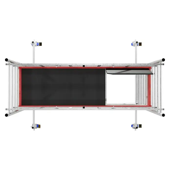 Krause ProTec Rollgerüst - Arbeitshöhe: 4,3 m, Belastbarkeit Plattform: 240 kg - Ansicht einer Testbox mit Rolladen, die in einem stabilen Aluminiumrahmen eingebaut ist, ideal für Testzwecke.