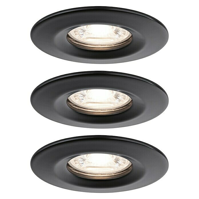 Paulmann LED-Einbauleuchten-Set rund Calla (5,5 W, Schwarz, 3 Stk.,  Farbtemperatur einstellbar: Stufen) | BAUHAUS