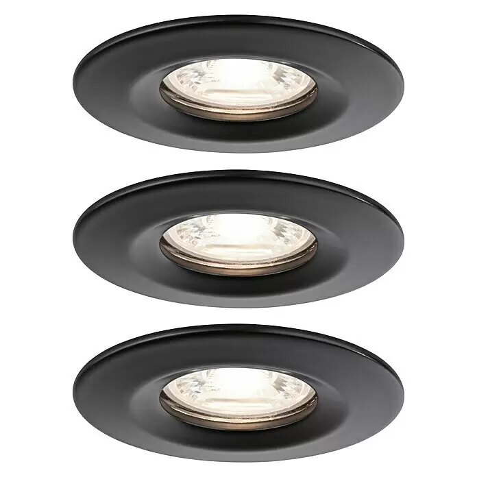 Paulmann LED-Einbauleuchten-Set rund Nova Mini Coin4 W, Ø x H: 6,6 x 3 cm, Schwarz, 3 Stk., Starr