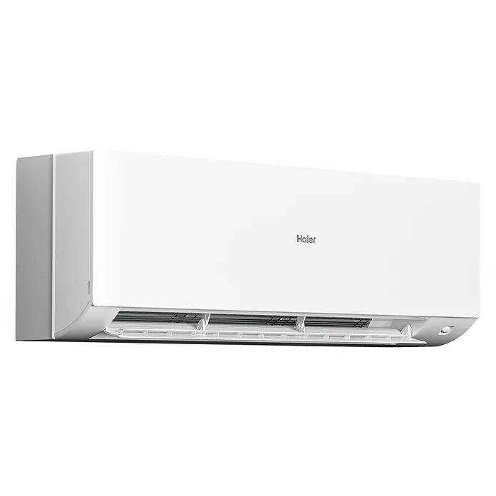 Haier Aire acondicionado Inverter Expert - 5.000 W, 5.650 W, 40 m², Blanco - Acondicionador de aire Haier blanco con persianas horizontales y rejillas laterales.
