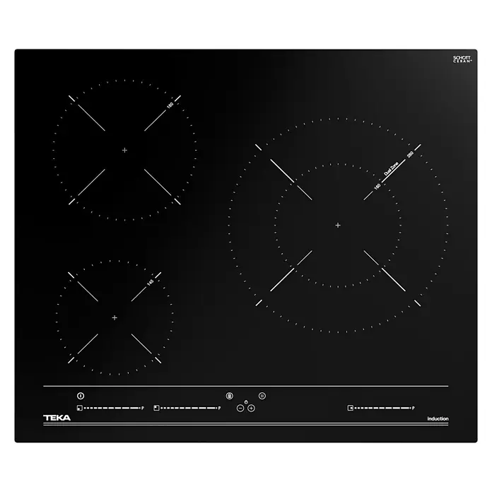 Teka Placa de cocción IBC63015 - An x L: 51 x 60 cm - Captura de una placa de inducción TEKA con tres zonas de cocción, diseño moderno para una cocina eficiente.