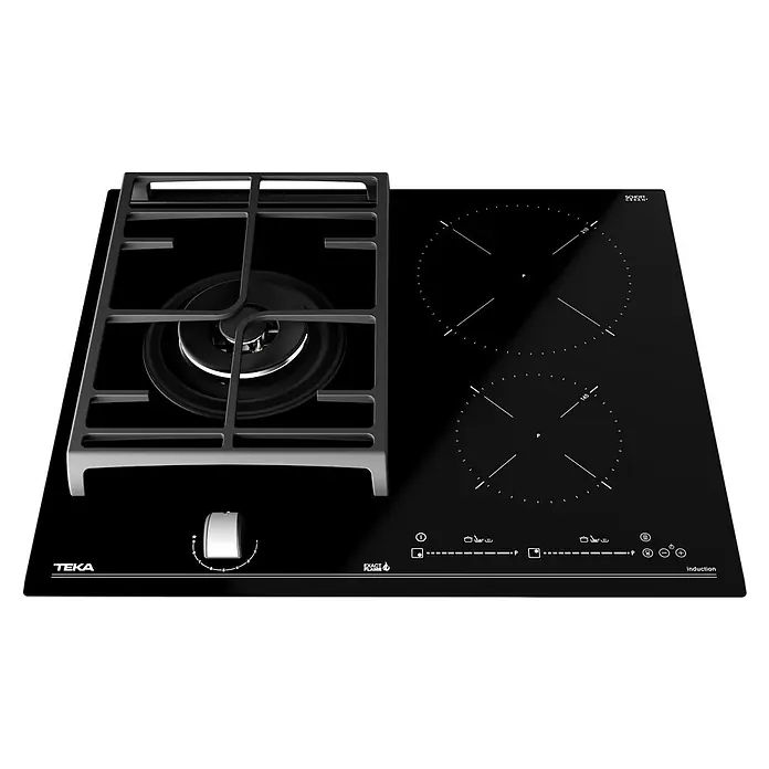 Teka Placa de cocción y gas mixta MIXTJZC63312ABN - An x L: 60 x 51 cm - La placa vitrocerámica Teka combina zonas de inducción y gas para una cocción versátil. Diseño elegante para cocinas modernas.