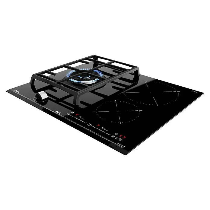Teka Placa de cocción y gas mixta MIXTJZC63312ABN - An x L: 60 x 51 cm - La combinación de encimera Teka ofrece zonas de cocción de gas e inducción en un diseño elegante para una cocina versátil.