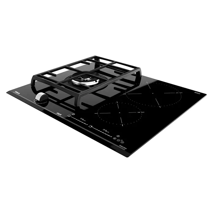 Teka Placa de cocción y gas mixta MIXTJZC63312ABN - An x L: 60 x 51 cm - Aquí tienes una moderna placa TEKA con zonas de cocción por inducción y gas. Su elegante diseño negro la convierte en un atractivo en cualquier cocina.