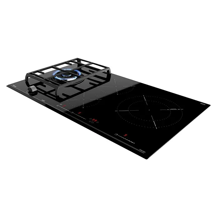 Teka Placa de cocción y gas mixta MIXTJZC94313ABN - An x L: 90 x 51 cm - Elegante placa de cocción negra con quemador de gas y zonas de inducción para una cocción versátil. Un electrodoméstico de cocina elegante y funcional.