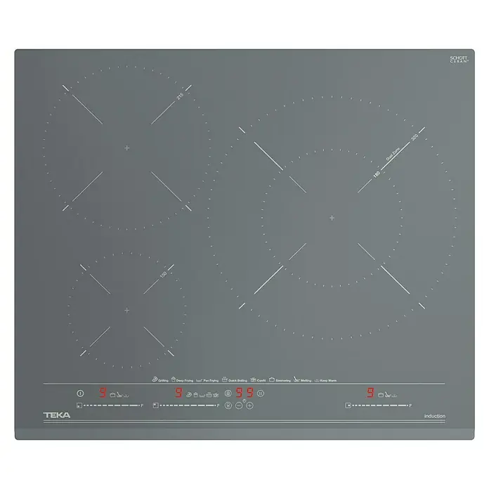 Teka Placa de cocción IZC63630ST - An x L: 60 x 51 cm - Imagen de una placa de inducción TEKA con cuatro zonas de cocción y controles digitales para una cocción precisa.