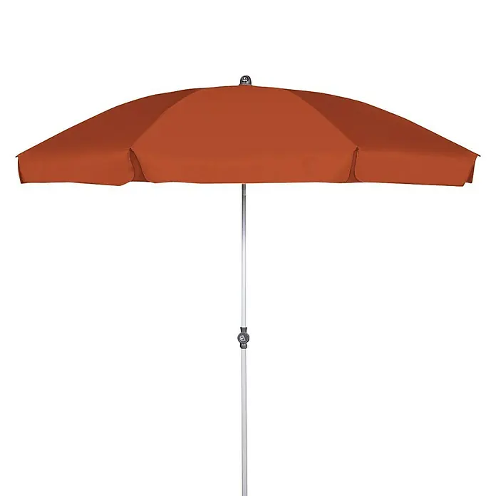Doppler Active Marktschirm rundTerracotta, Durchmesser Bespannung: 200 cm - Orangefarbener Sonnenschirm mit silbernem Gestell bietet Schatten und Schutz vor der Sonne im Freien.