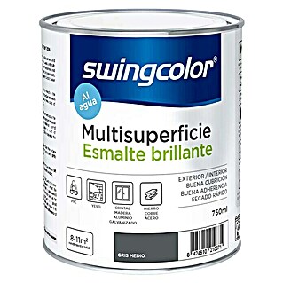 swingcolor Esmalte de color Multisuperficie (Gris medio, 750 ml, Brillante)