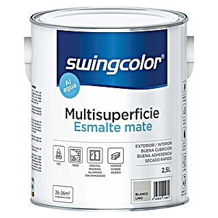 swingcolor Esmalte de color Multisuperficie (Blanco lino, Mate, 2,5 l, Base de agua)