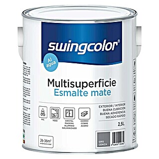 swingcolor Esmalte de color Multisuperficie (Gris ceniza, 2,5 l, Mate)