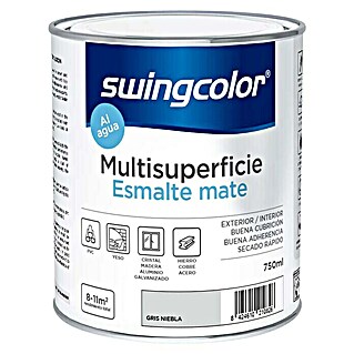 swingcolor Esmalte de color Multisuperficie (Gris niebla, 750 ml, Mate)