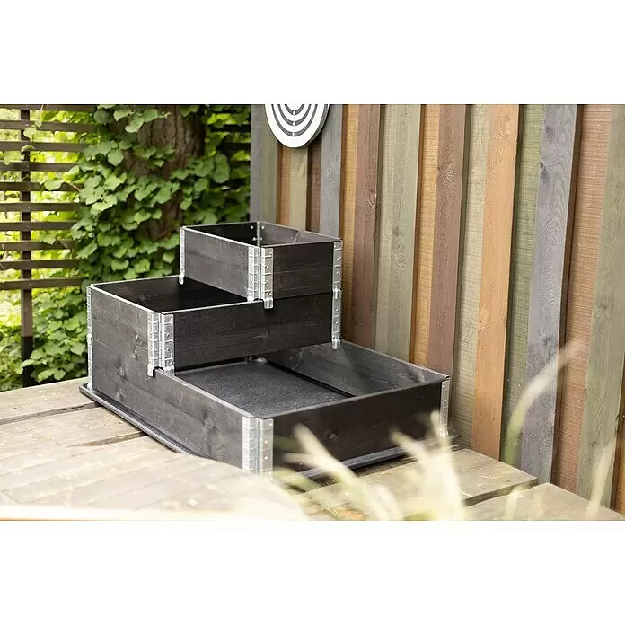 Upyard Hochbeet 3 Ebenen - 120 x 80 x 58,5 cm, Holz, Schwarz, Fassungsvermögen: 301,8 l - Stimmungsaufnahme