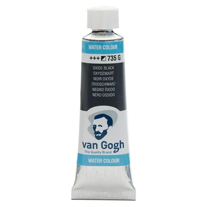 Talens Van Gogh Acuarela - Negro óxido, 10 ml, Tubo - Un tubo de color al agua Van Gogh en color Negro Óxido 735 G, ideal para artistas y aficionados.