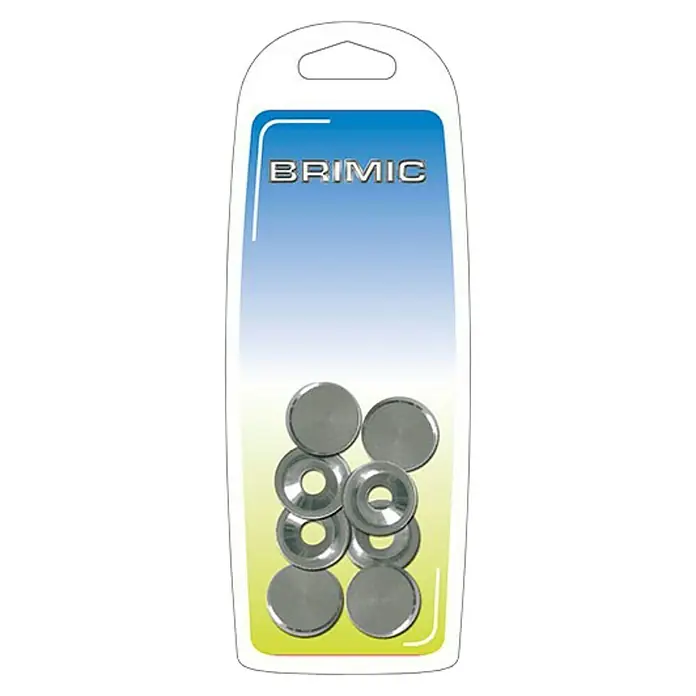 Micel Brimic Embellecedor liso - Níquel, Diámetro exterior: 14 mm - Paquete de arandelas Brimic. El juego incluye múltiples arandelas de varios tamaños y formas.