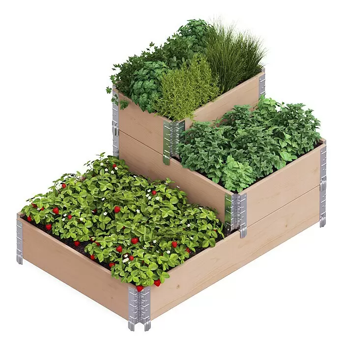 Upyard Hochbeet 3 Ebenen120 x 80 x 58,5 cm, Holz, Braun, Fassungsvermögen: 301,8 l