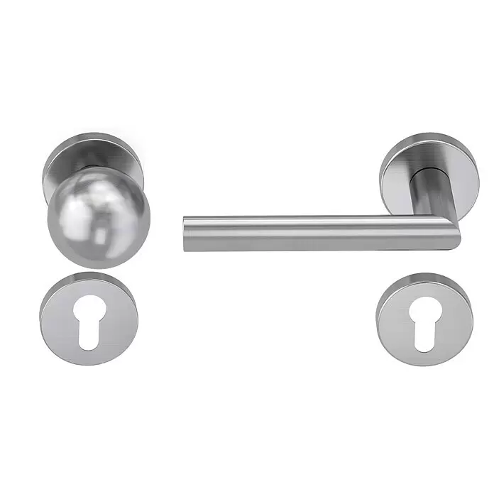 Diamond Doors Modern Wechselgarnitur South Dakota - Stärke Tür: 38 mm - 45 mm, Edelstahl matt, DIN Anschlag: Links - Vorderansicht
