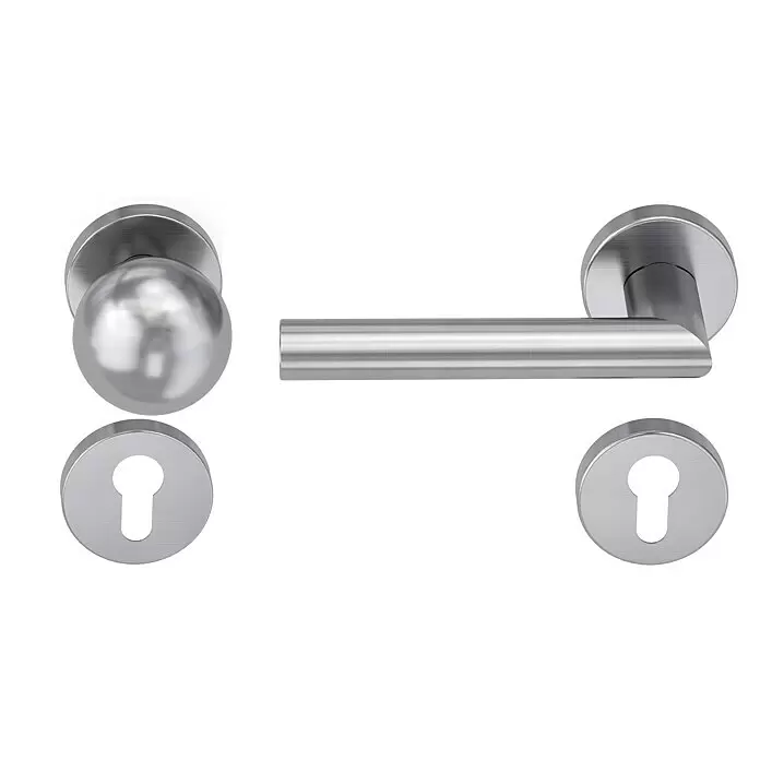 Diamond Doors Modern Wechselgarnitur Detroit - Stärke Tür: 38 mm - 45 mm, Edelstahl matt, DIN Anschlag: Links - Vorderansicht
