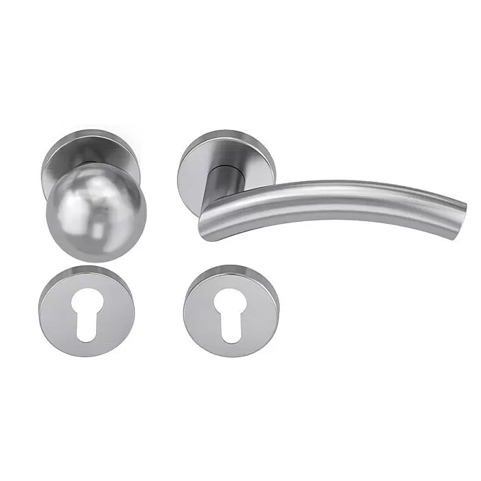 Diamond Doors Creative Wechselgarnitur New Jersey - Stärke Tür: 38 mm - 45 mm, Edelstahl matt, DIN Anschlag: Rechts - Vorderansicht