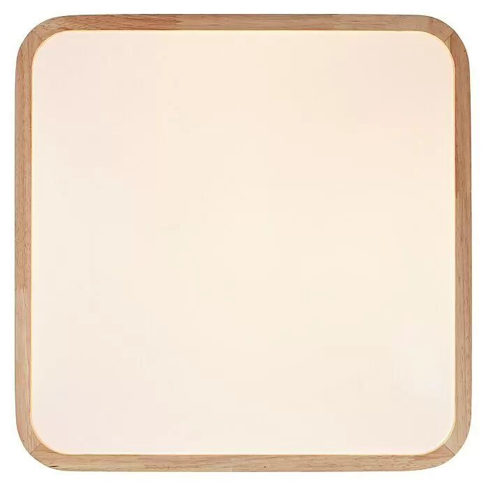 Brilliant LED-Deckenleuchte Tumeo - 24 W, L x B x H: 39 x 39 x 8 cm, Weiß, Warmweiß - Quadratische LED-Leuchte mit Holzrahmen und abgerundeten Ecken, strahlt warmes Licht aus.