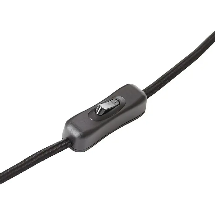 Brilliant Waterlilly Tischleuchte - 60 W, Schwarz, E27 - Detailaufnahme eines schwarzen Schnurschalters an einem Kabel. Der Schalter ist zentral im Bild platziert.